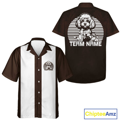 Custom Poodle Retro Button Up Bowling Shirt, Vintage Dog Lovers Bowling Shirt IPHW10222