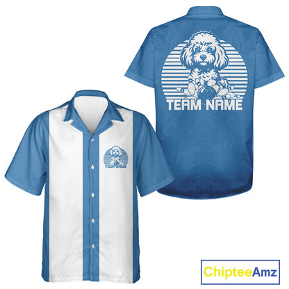 Custom Poodle Retro Button Up Bowling Shirt, Vintage Dog Lovers Bowling Shirt IPHW10222