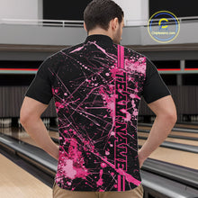 Load image into Gallery viewer, Custom Black And Pink Splatter Camo Strike Bowling League Shirts, Men Bowling Jerseys IPHW10651
