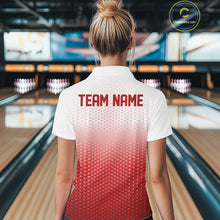 Load image into Gallery viewer, Custom Name Red Bowling Jerseys Women, Bowling League Quarter-Zip Shirt Bowler Outift IPHW10656