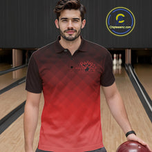 Load image into Gallery viewer, Bowling Heartbeat Pulse Line Red Argyle Custom Bowling Team Polo Shirts For Men IPHW10664
