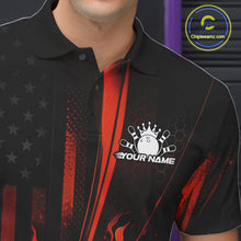 Load image into Gallery viewer, Custom Orange US Flag Patriotic Men Bowling Shirt, American Flame Bowling Jersey IPHW11150