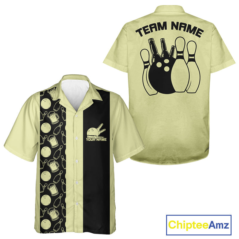 Custom Vintage Bowling And Beer Men And Women Shirts, Retro Bowling Beer Shirt IPHW10084