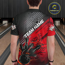 Load image into Gallery viewer, Custom Red Strike Flame Bowling Polo Shirts For Men, Bowling Team Shirt Bowlers Outift IPHW9615
