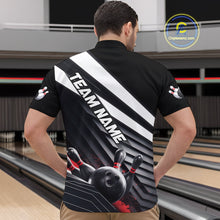 Load image into Gallery viewer, Custom Black And Red Strike Bowling Quarter-Zip Shirts For Men, Bowling Team Uniform IPHW9627