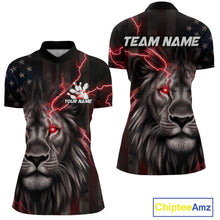 Load image into Gallery viewer, Custom Red Thunder Lightning Patriotic Lion Women Quarter-Zip Shirt, US Bowling Jersey IPHW9319