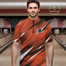 Load image into Gallery viewer, Man wearing a custom bowling shirt with a bowling alley in the background