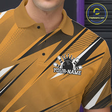 Load image into Gallery viewer, Bowling shirt with a logo and 'Your Name' text on a person wearing it.