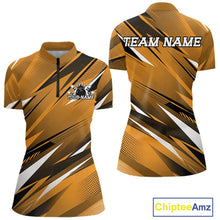 Load image into Gallery viewer, Customizable sports jersey with 'Team Name' and 'Your Name' text on a white background, featuring a black and gold abstract pattern.