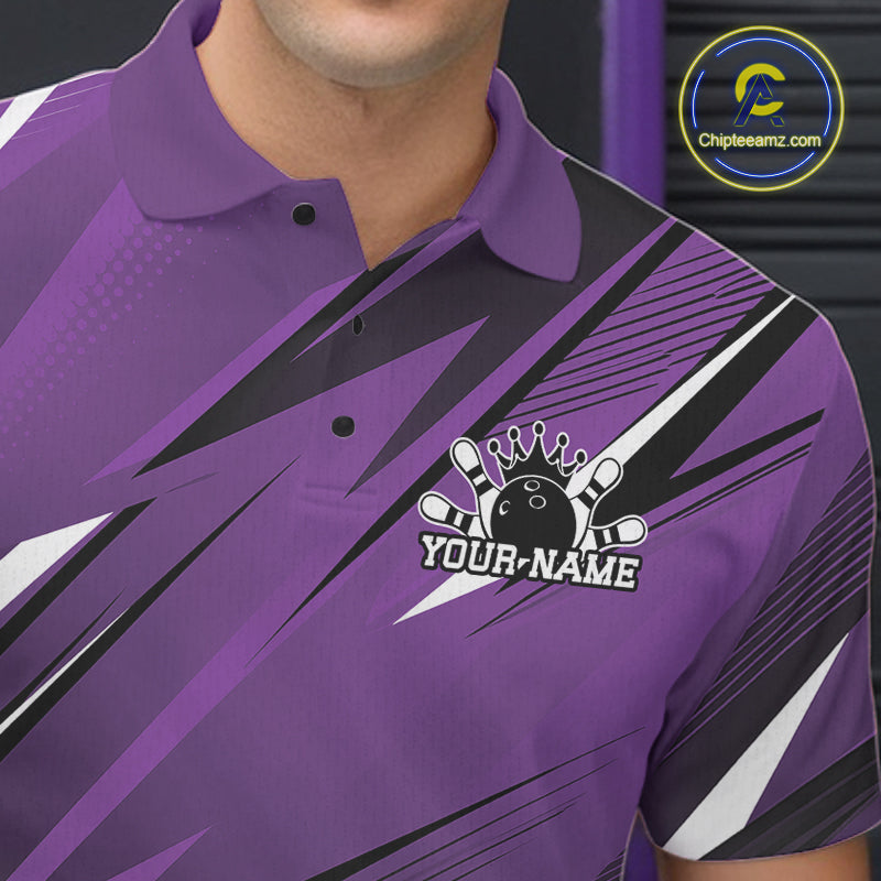 Purple bowling shirt with a logo and 'Your Name' text, brand 'Chiptleemz' visible.