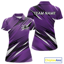 Load image into Gallery viewer, Purple sports jersey with black and white patterns, customizable text, and Chiptee Amz branding.