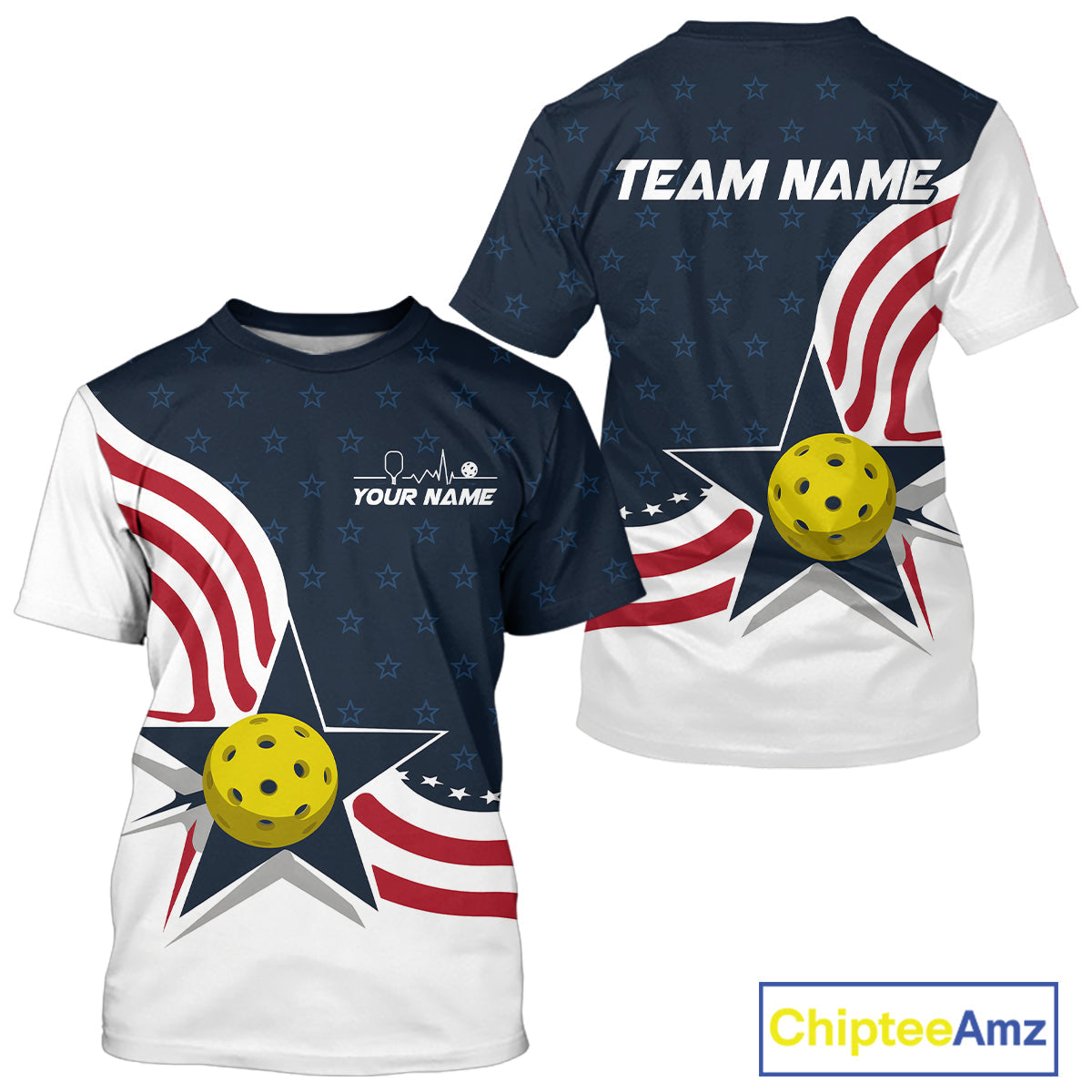 Custom Pickleball Jerseys, Patriotic US Pickleball T-Shirts For Men Team League IPHW9457
