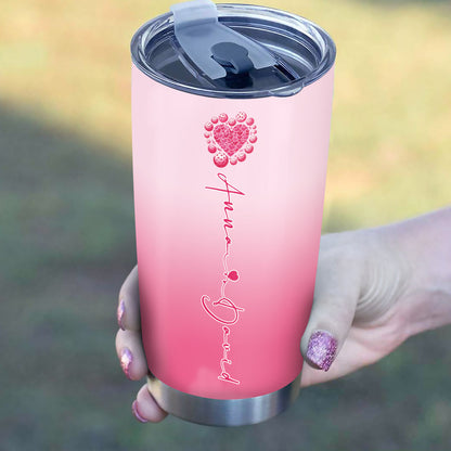 Custom Pink Heart Pickleball Tumbler Cup For Men And Women, Valentines Pickleball Couple IPHW8193