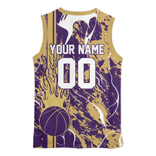 Load image into Gallery viewer, Custom Purple And Sand Flame Basketball Jerseys With Name And Number, Basketball Team Uniform IPHW10524