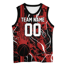 Load image into Gallery viewer, Custom Black And Red Flame Basketball Jerseys With Name And Number, Basketball Team Uniform IPHW10526