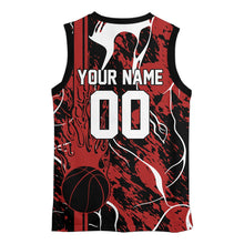 Load image into Gallery viewer, Custom Black And Red Flame Basketball Jerseys With Name And Number, Basketball Team Uniform IPHW10526