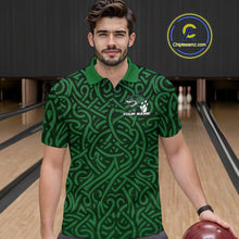 Load image into Gallery viewer, Custom Green Tribal Shark Bowling Team Men Polo Shirt, Shark Bowling Tournament Shirt IPHW10176