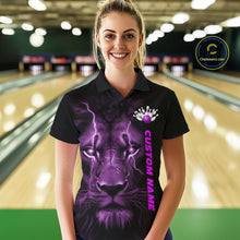 Load image into Gallery viewer, Custom Purple Thunder Lightning Lion Bowling Shirt For Women, Lion Bowling Team Jerseys IPHW10667