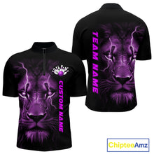 Load image into Gallery viewer, Custom Purple Thunder Lightning Lion Bowling Shirt For Men, Lion Bowling Team Jerseys IPHW10667