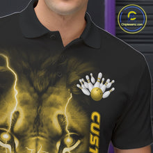 Load image into Gallery viewer, Custom Yellow Thunder Lightning Lion Bowling Shirt For Men, Lion Bowling Team Jerseys IPHW10668
