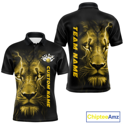 Custom Yellow Thunder Lightning Lion Bowling Shirt For Men, Lion Bowling Team Jerseys IPHW10668