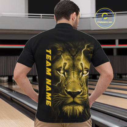 Custom Yellow Thunder Lightning Lion Bowling Shirt For Men, Lion Bowling Team Jerseys IPHW10668