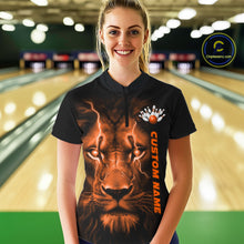 Load image into Gallery viewer, Custom Orange Thunder Lightning Lion Bowling Shirt For Women, Lion Bowling Team Jerseys IPHW10669