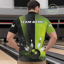 Load image into Gallery viewer, Custom Black And Green Bowling Jerseys, Glowing Motion Graphic Bowling Men Quarter-Zip Shirt IPHW9443