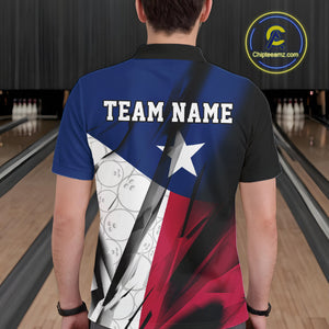 Custom Texas Flag Bowling Team Men Polo Shirts, Texas Bowling League Shirt Team Uniform IPHW9634