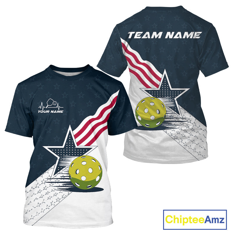 Custom Pickleball Jerseys, Patriotic US Pickleball T-Shirts For Men Team League IPHW9458
