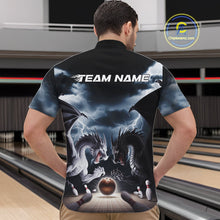 Load image into Gallery viewer, Custom Black And White Dragons Lightning Bowling Quarter-Zip Shirts For Men, Bowling League Shirt IPHW9820
