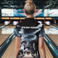 Load image into Gallery viewer, Custom Black And White Dragons Lightning Bowling Women Quarter-Zip Shirts IPHW9820