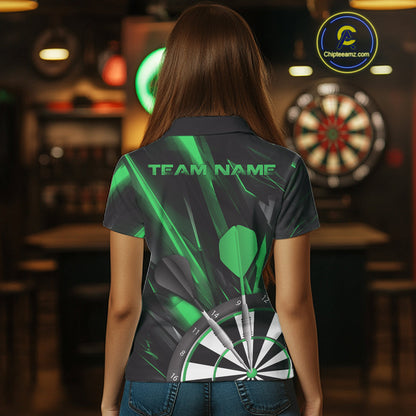 Custom Black And Green Dart Jerseys, Dart Polo Shirts For Women Team Jerseys IPHW9682