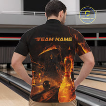 Load image into Gallery viewer, Custom Fire Flame Grim Reaper Bowling Quarter-Zip Shirts For Men, Halloween Bowlers Outfit IPHW9711