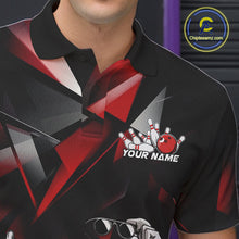 Load image into Gallery viewer, Black And Red Custom Funny Bowling Team Polo Shirts For Men, Bowling Jerseys IPHW9356
