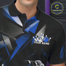Load image into Gallery viewer, Black And Blue Custom Funny Bowling Team Polo Shirts For Men, Bowling Jerseys IPHW9357