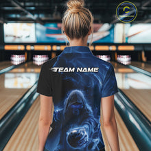Load image into Gallery viewer, Custom Black And Blue Smoke Flame Grim Reaper Halloween Bowling Women Polo Shirts IPHW9739