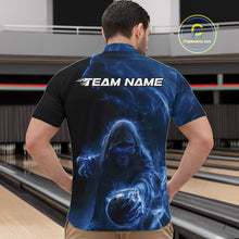 Load image into Gallery viewer, Custom Black And Blue Smoke Flame Grim Reaper Halloween Bowling Men Quarter-Zip Shirts IPHW9739