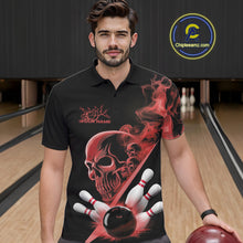 Load image into Gallery viewer, Custom Red Smoke Skull Men Bowling Team Polo Shirts, Hallowen Bowlers Jerseys IPHW9524
