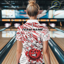 Load image into Gallery viewer, Red Camo Custom Funny Bowling Women Quarter-Zip Shirts, Bowling Team Tournament Shirt IPHW9397