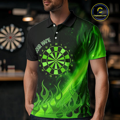 Dartboard 3D Lightning Darts Shirt For Men Custom Name & Team Jersey | Opt2 - Green NYN0646