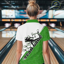 Load image into Gallery viewer, Cusom Green Strike Bowling Team Women Quarter-Zip Shirt, Bowling League Bowler Outfit IPHW9261
