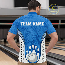 Load image into Gallery viewer, Custom Blue Camo Bowling Team Quarter-Zip Shirts For Men, Bowling Jerseys Bowler Outfit IPHW9598