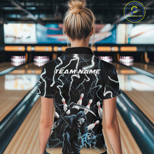 Load image into Gallery viewer, Custom Blue Lightning Grim Reaper Bowling Women Quarter-Zip Shirt, Halloween Outfit IPHW9796