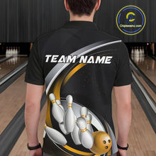 Load image into Gallery viewer, Custom Black Yellow Bowling Team Jerseys, Bowler Uniform Bowling Polo Shirts For Men IPHW9278