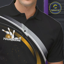 Load image into Gallery viewer, Custom Black Yellow Bowling Team Jerseys, Bowler Uniform Bowling Polo Shirts For Men IPHW9278