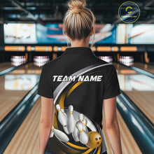 Load image into Gallery viewer, Custom Black Yellow Bowling Team Jerseys, Bowler Uniform Bowling Polo Shirts For Women IPHW9278