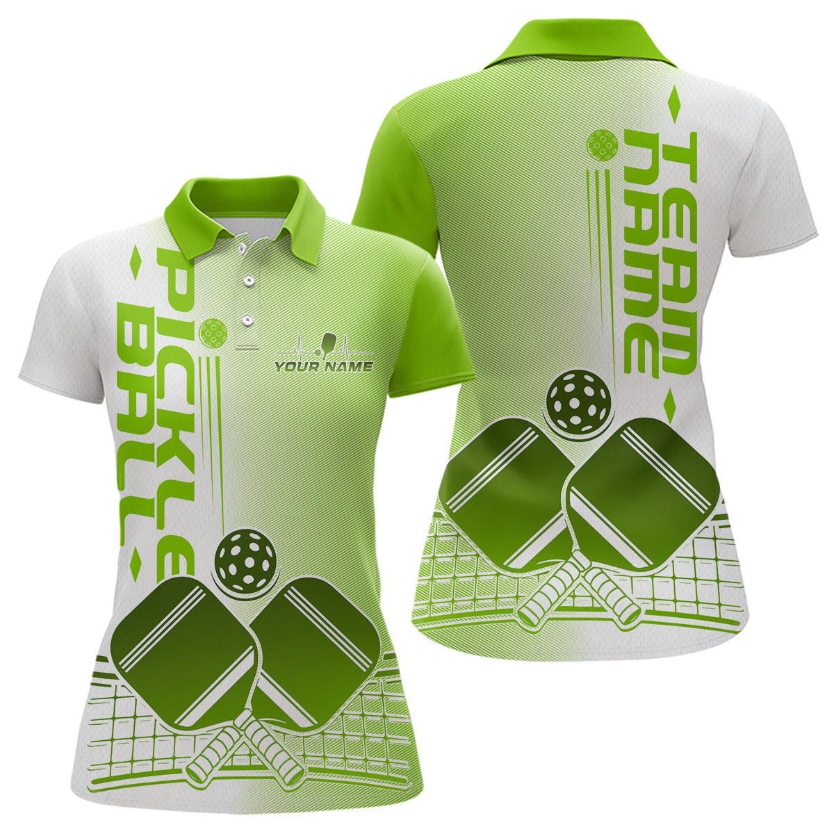 Custom Green Pickleball Team Polo Shirts For Women, Pickleball League Shirt IPHW9315