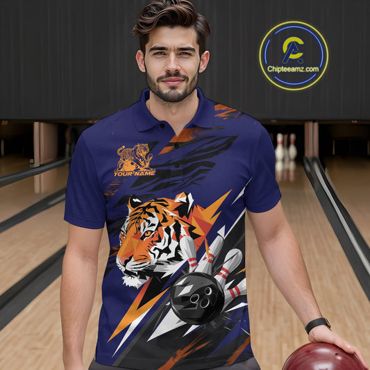 Custom Tiger Bowling Jerseys, Tiger Bowling Polo Team Shirts For Men IPHW9490