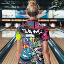 Load image into Gallery viewer, Custom Funny Graffity Colorful Bowling Women Quarter-Zip Shirts, Bowling Tournament Shirt IPHW9382